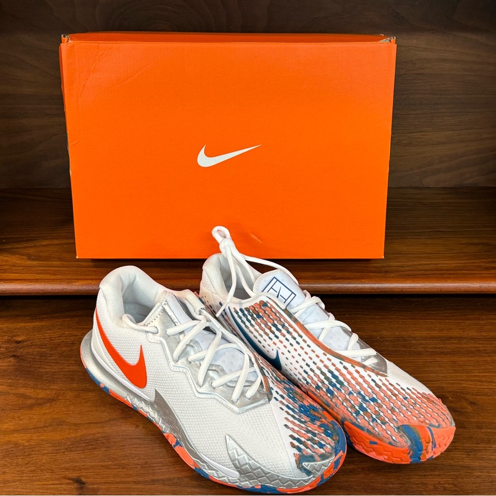 Nike Air Zoom Vapor Cage 4 HC, White/Team Orange-Green Abyss, Size 9, CD0424-106